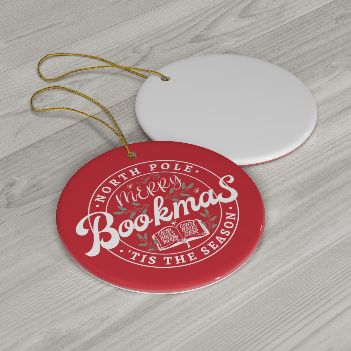 Merry Bookmas Ceramic Ornament