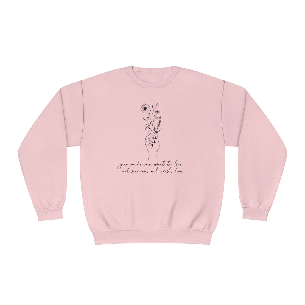 Make me want to live Throne of Glass Crewneck Sweatshirt