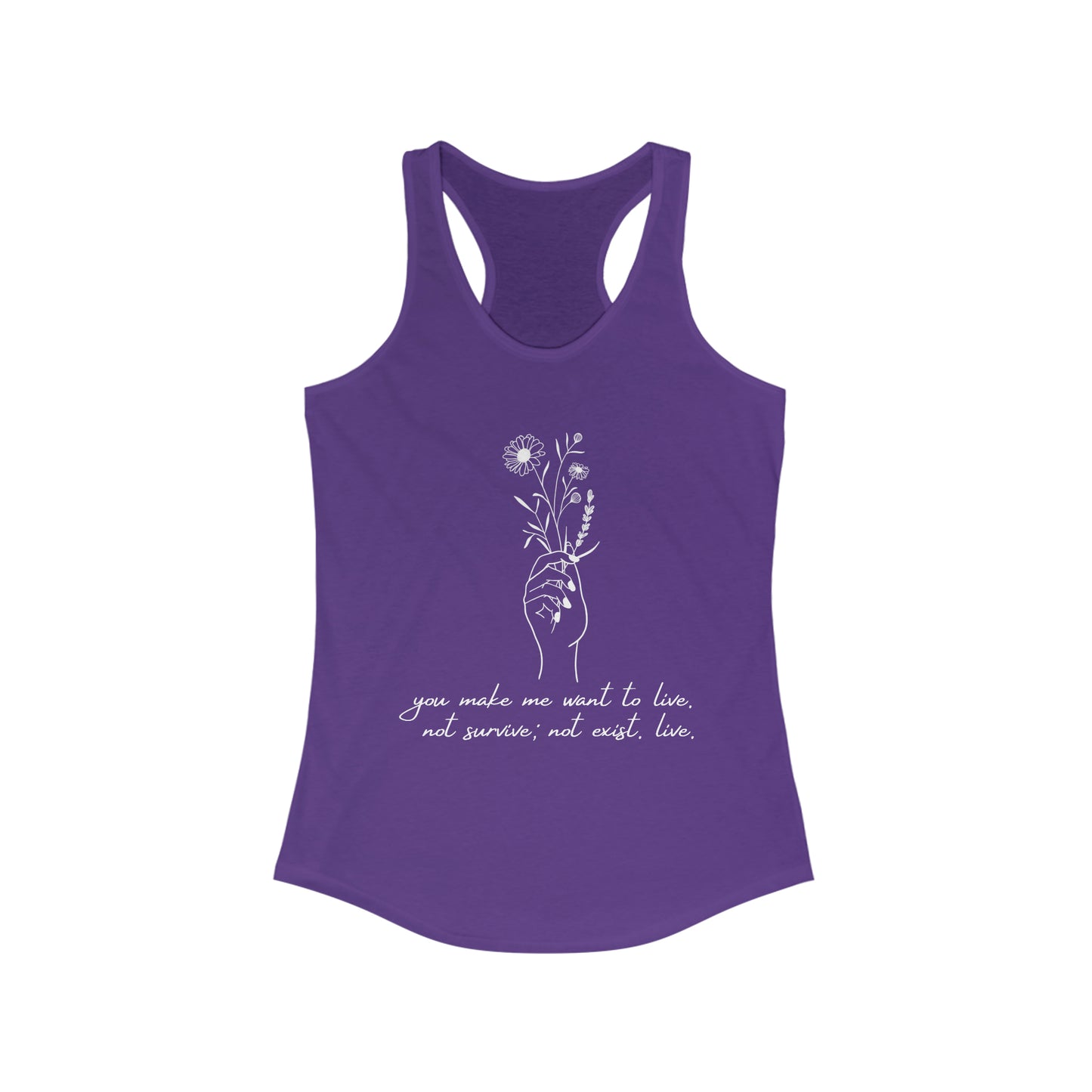 Make me want to live Racerback Tank
