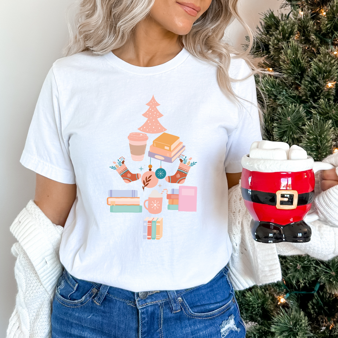 Book Christmas Tree Short Sleeve Tee