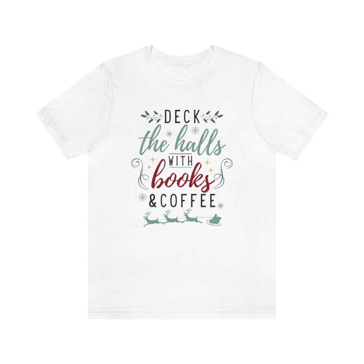 Christmas Books & Coffee Short Sleeve Tee
