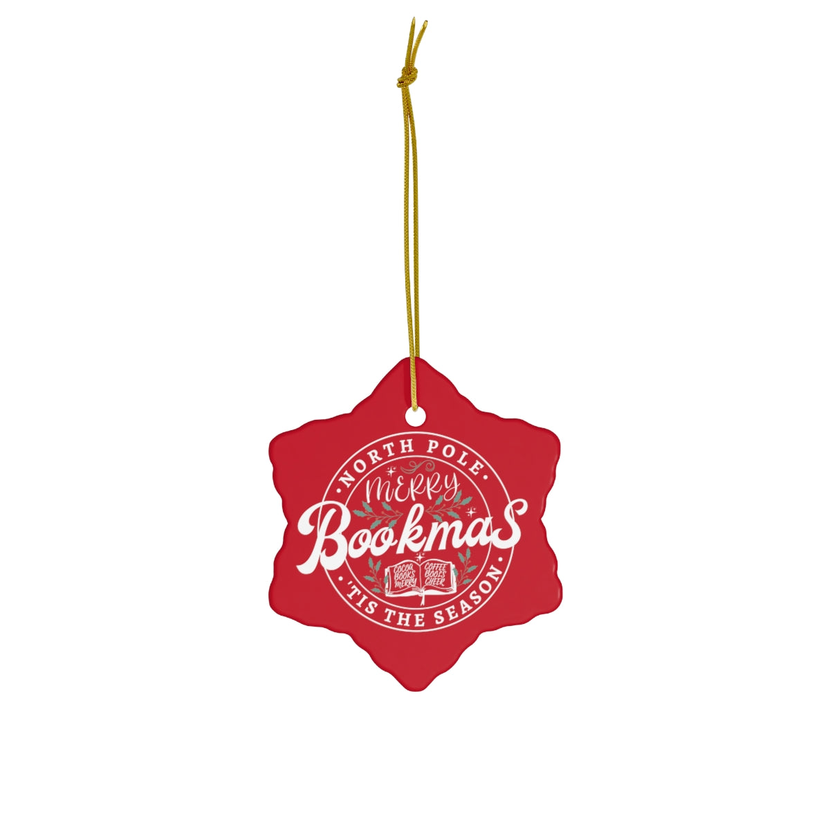 Merry Bookmas Ceramic Ornament
