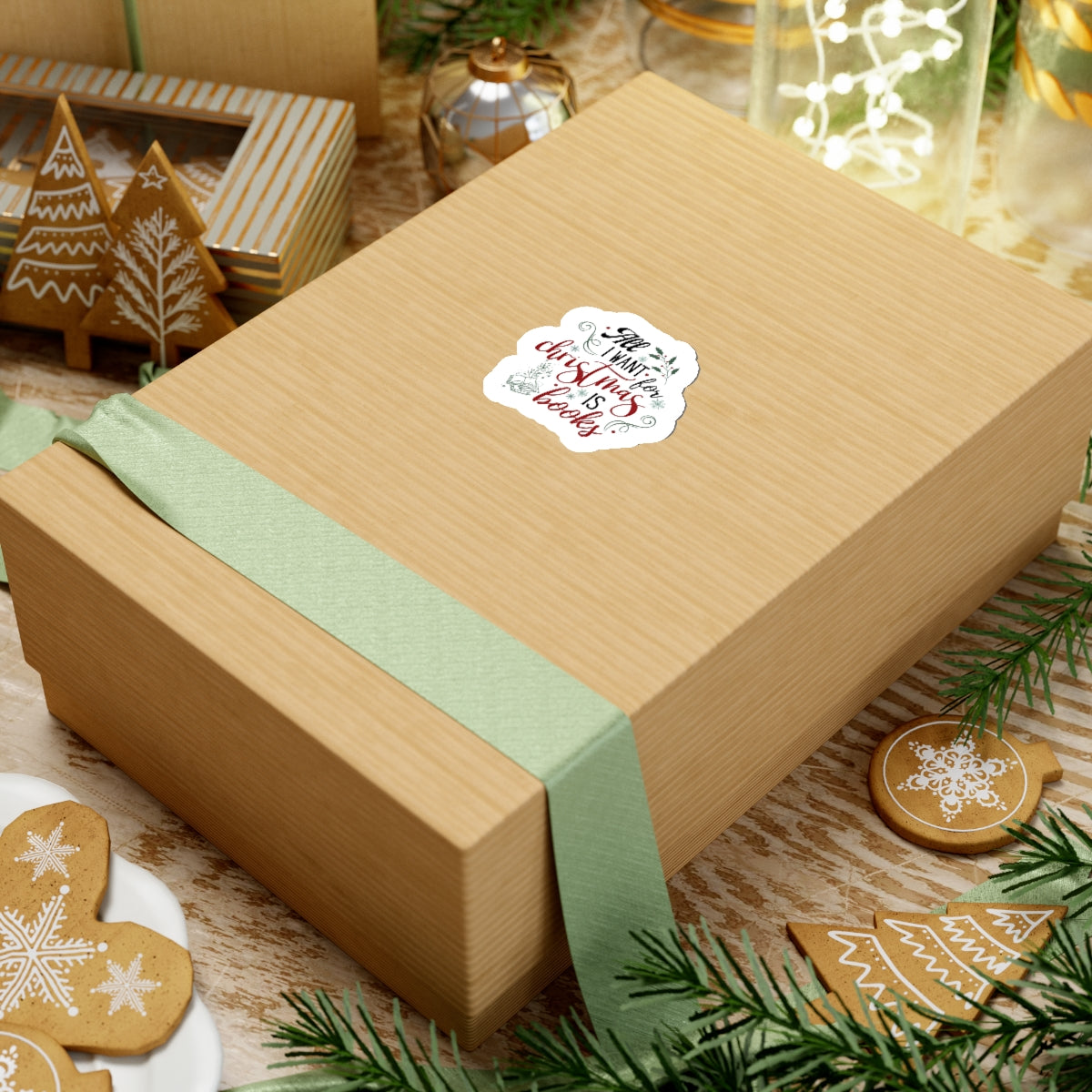 Bookish ChristmasKiss-Cut Stickers