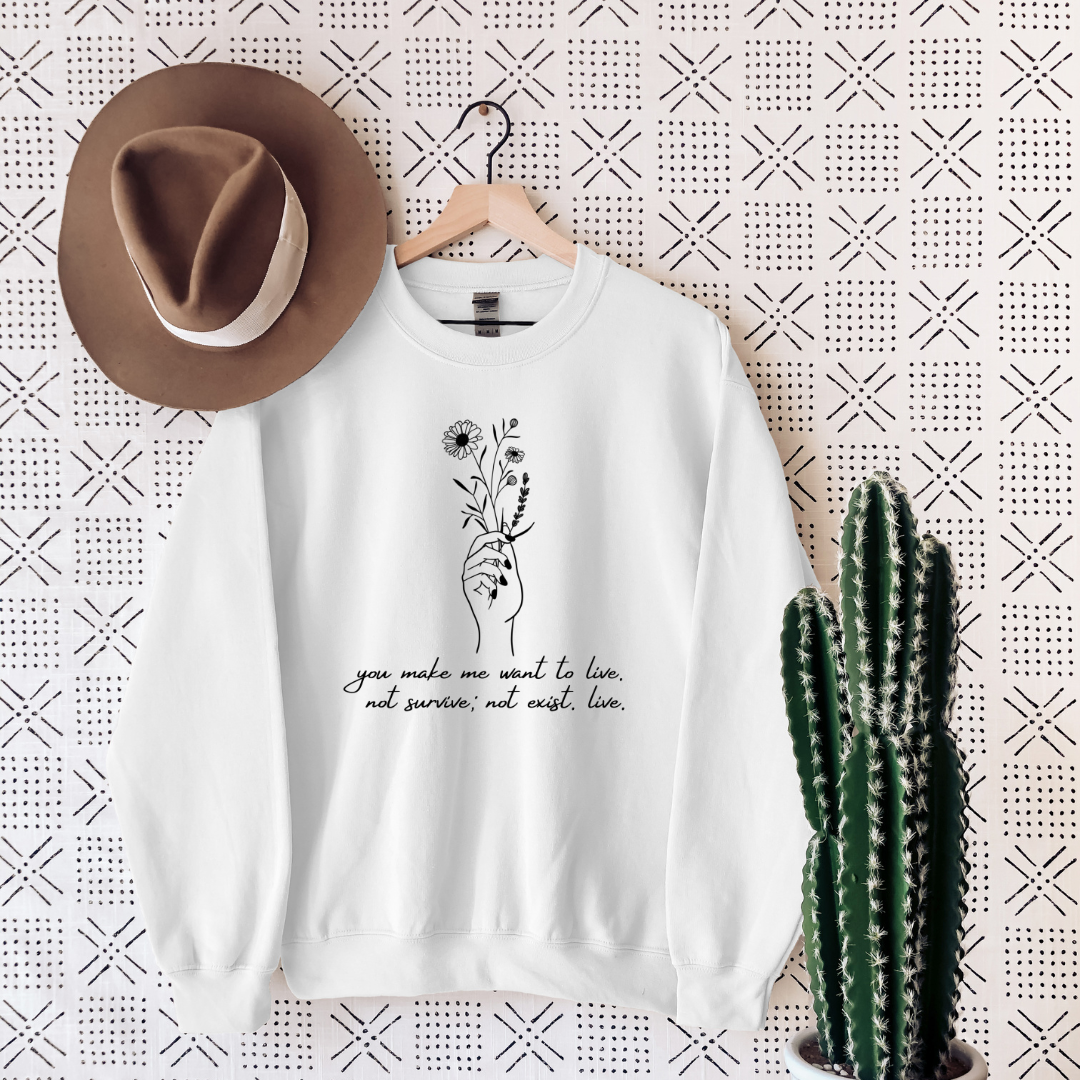 Make me want to live Throne of Glass Crewneck Sweatshirt