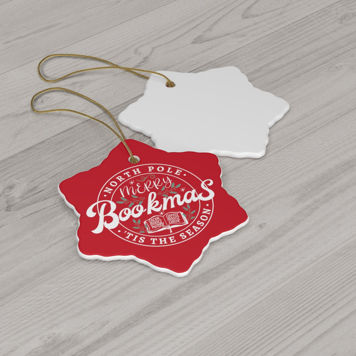 Merry Bookmas Ceramic Ornament