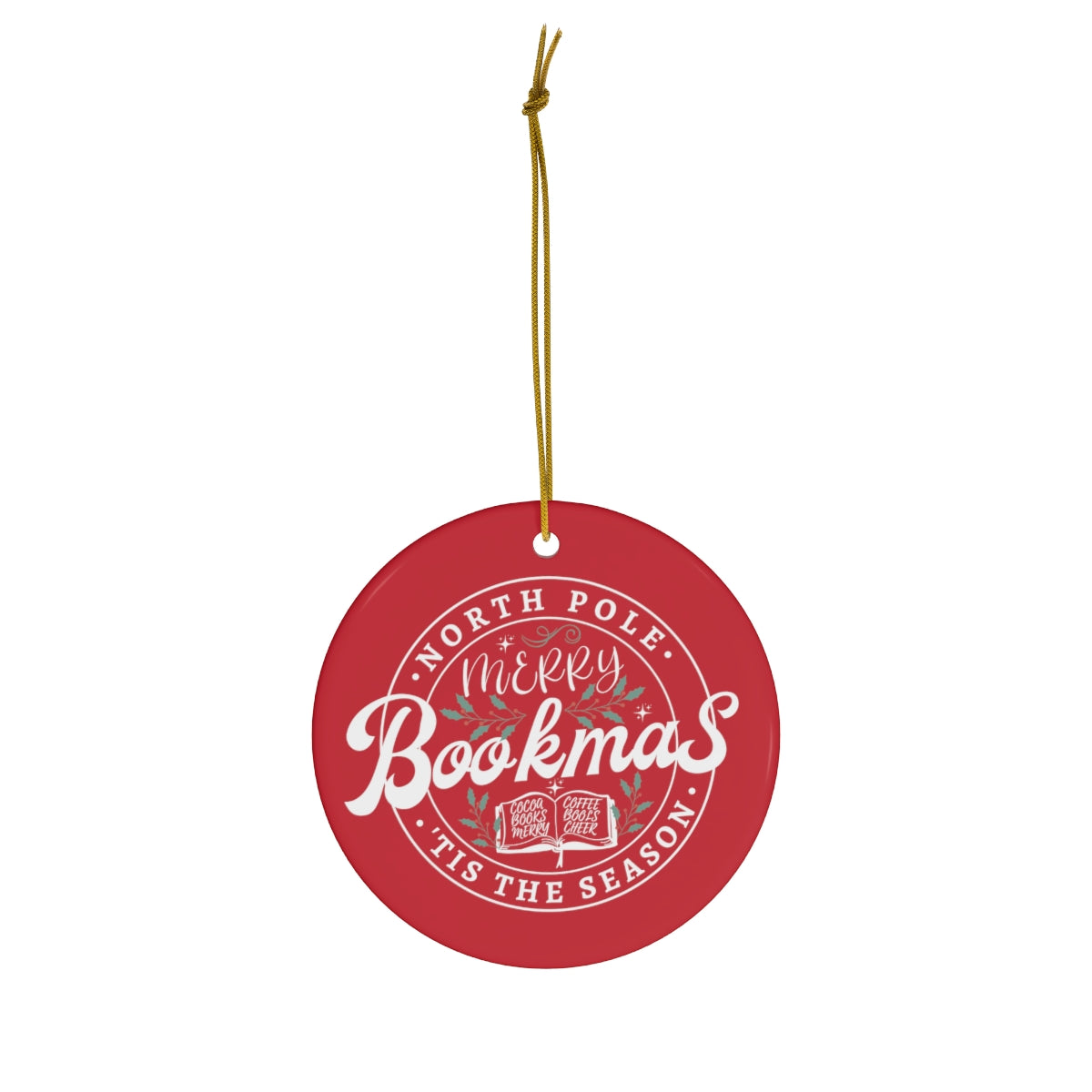 Merry Bookmas Ceramic Ornament