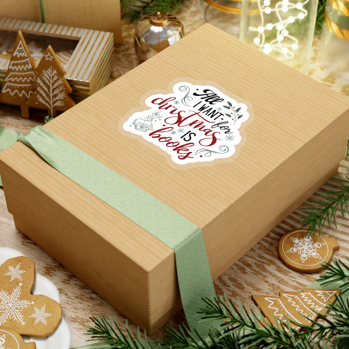 Bookish ChristmasKiss-Cut Stickers