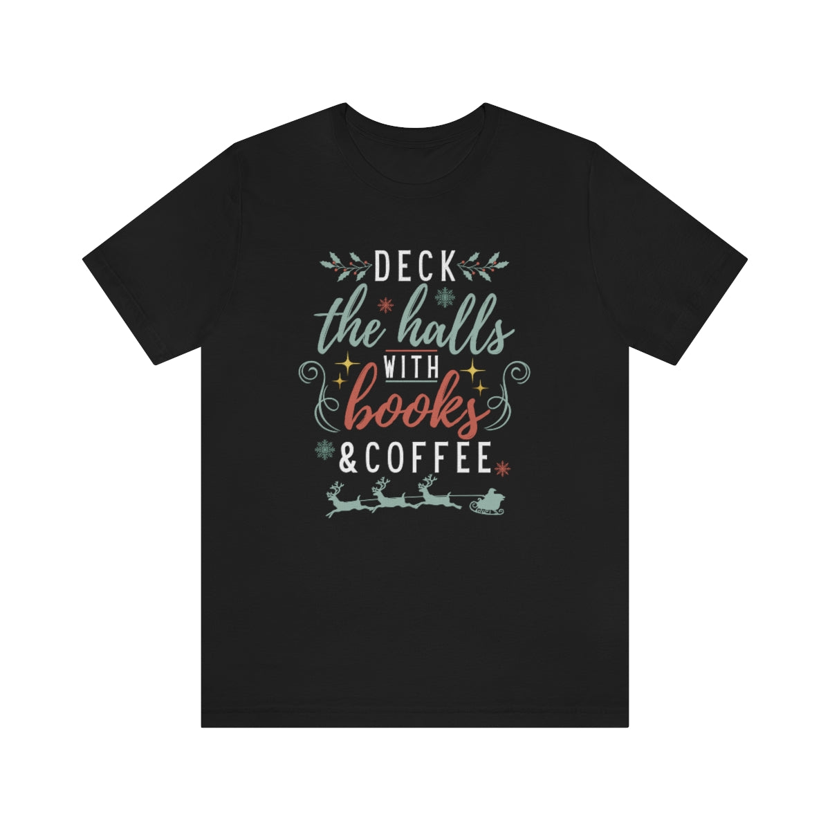 Christmas Books & Coffee Short Sleeve Tee