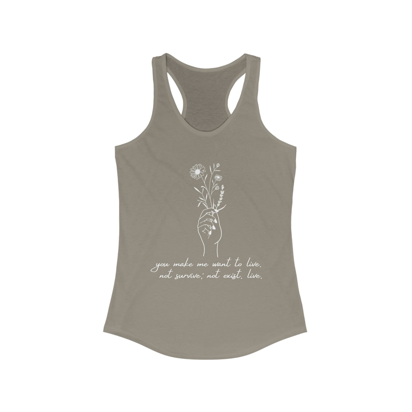 Make me want to live Racerback Tank