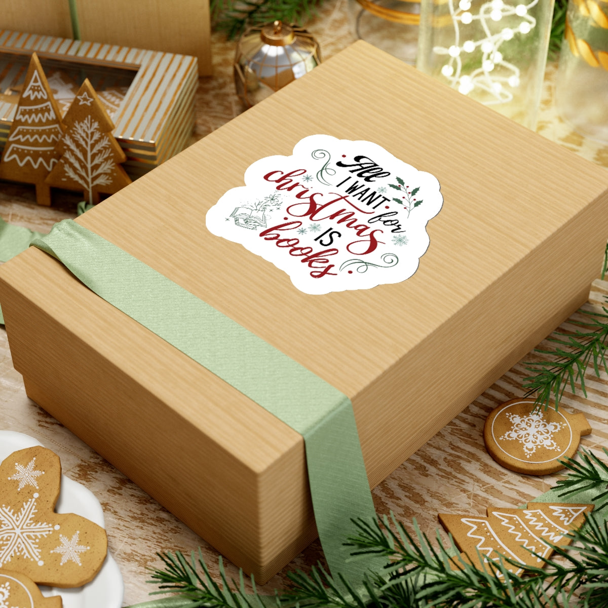 Bookish ChristmasKiss-Cut Stickers