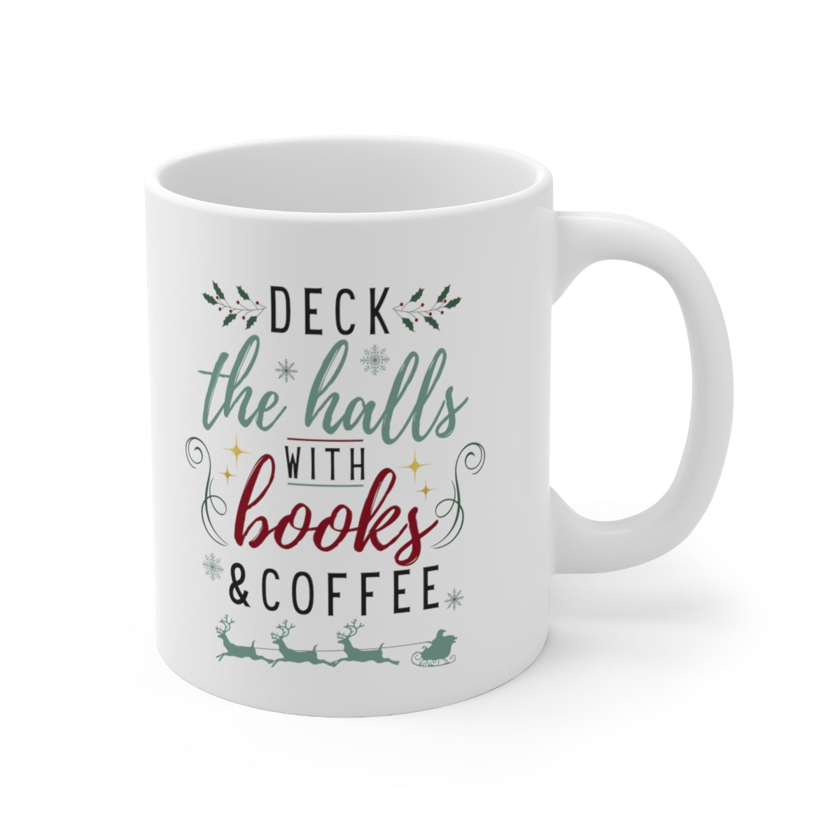 Books & Coffee Christmas Ceramic Mug 11oz