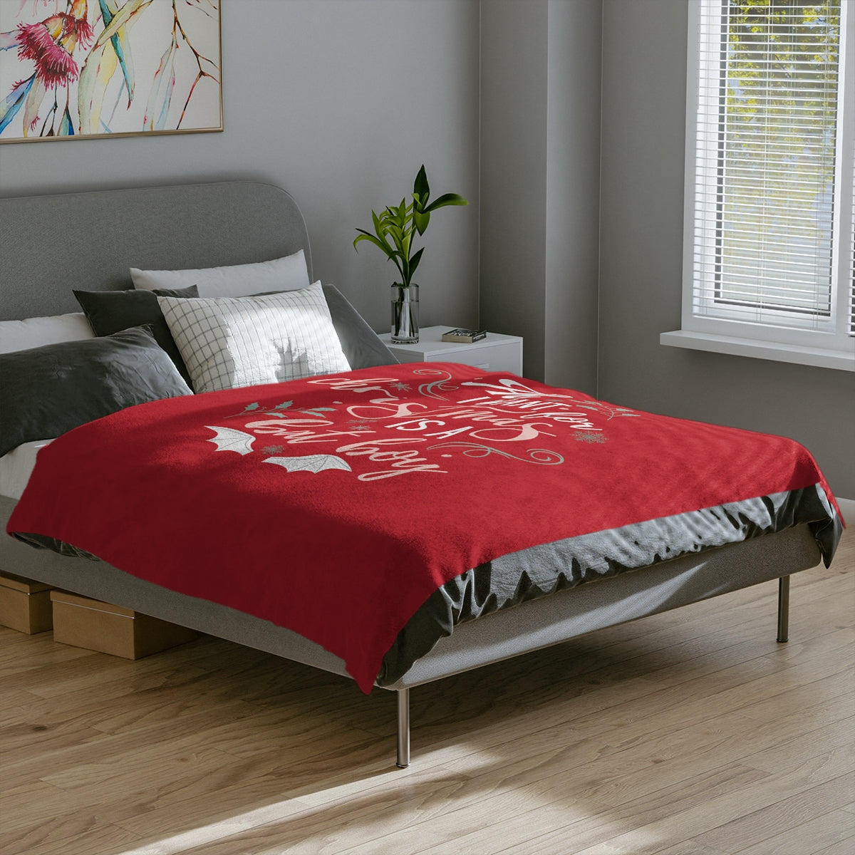 Christmas Bat Boys Velveteen Minky Blanket