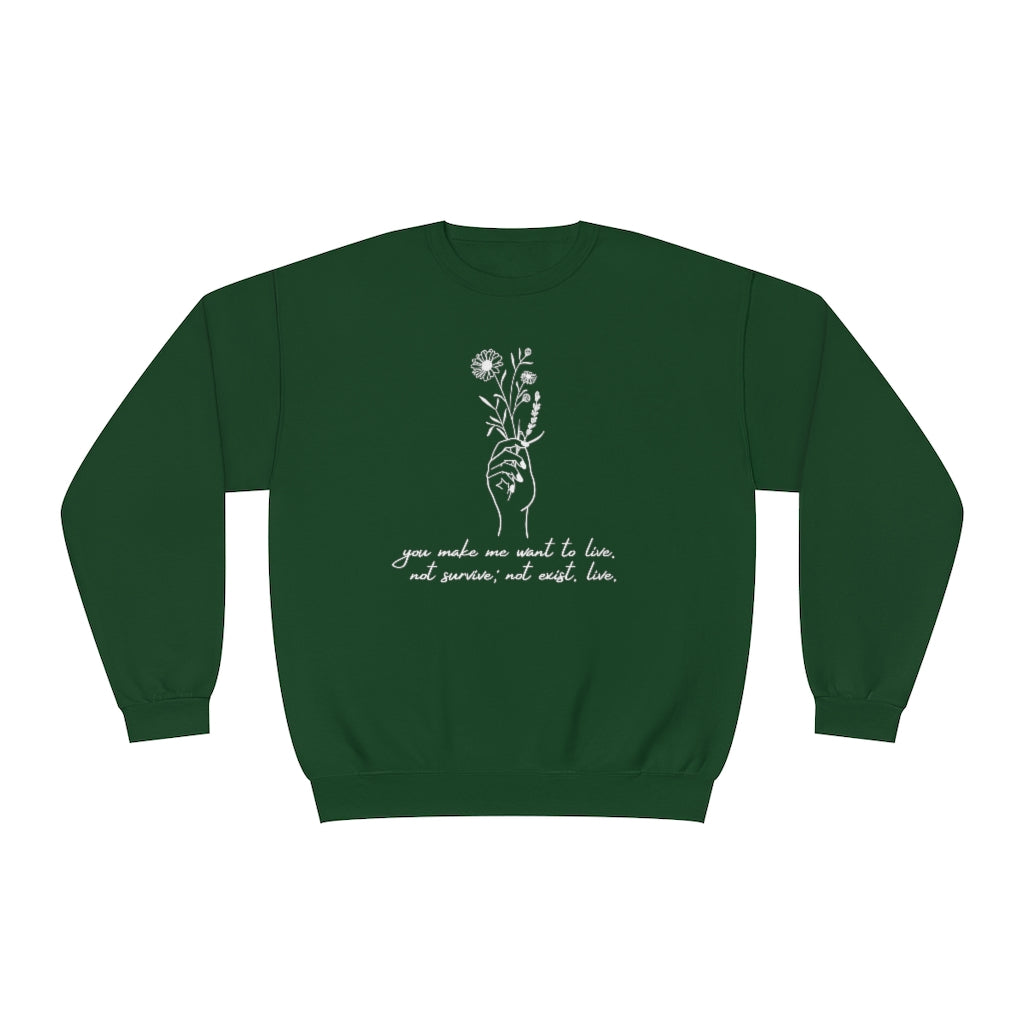 Make me want to live Throne of Glass Crewneck Sweatshirt