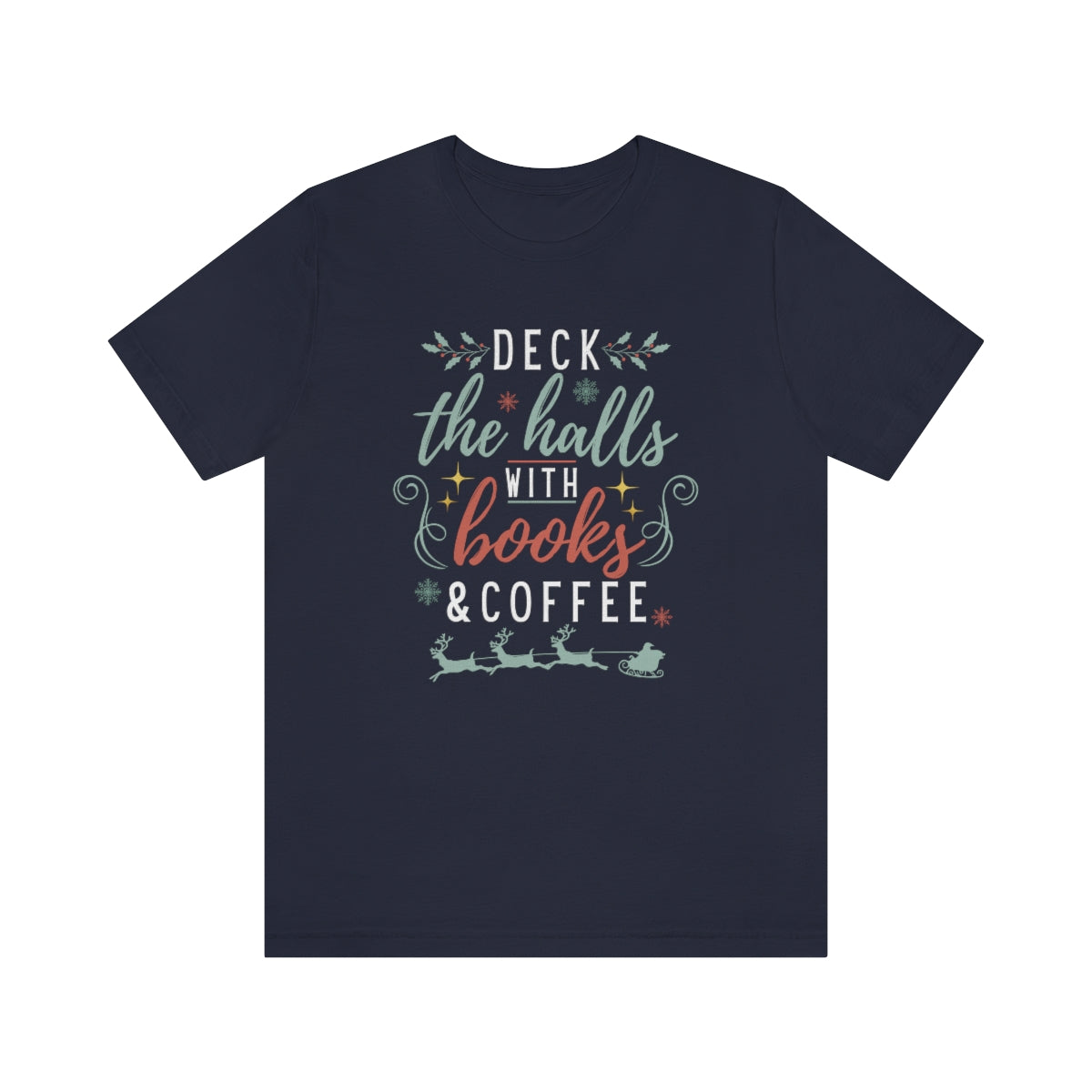 Christmas Books & Coffee Short Sleeve Tee