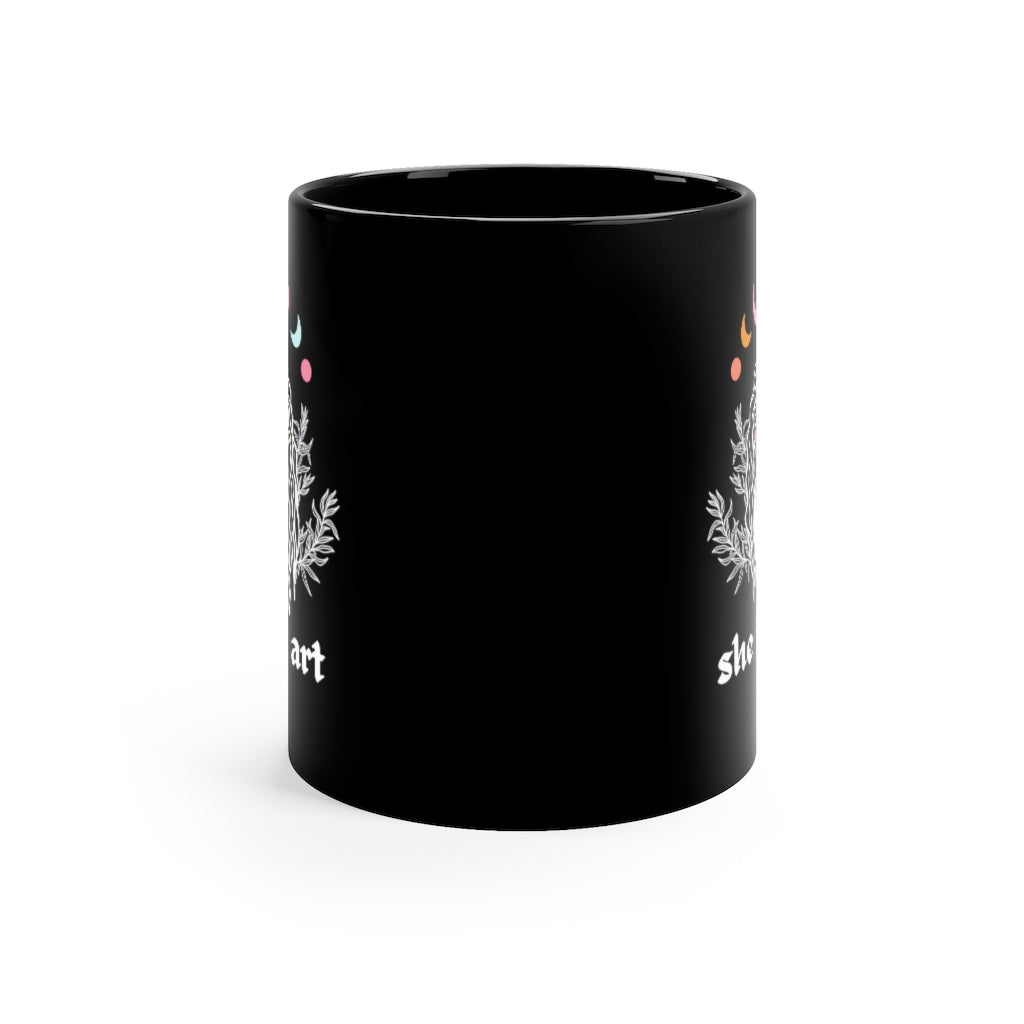 She is Art, Witchy mug, Moon Black Mug