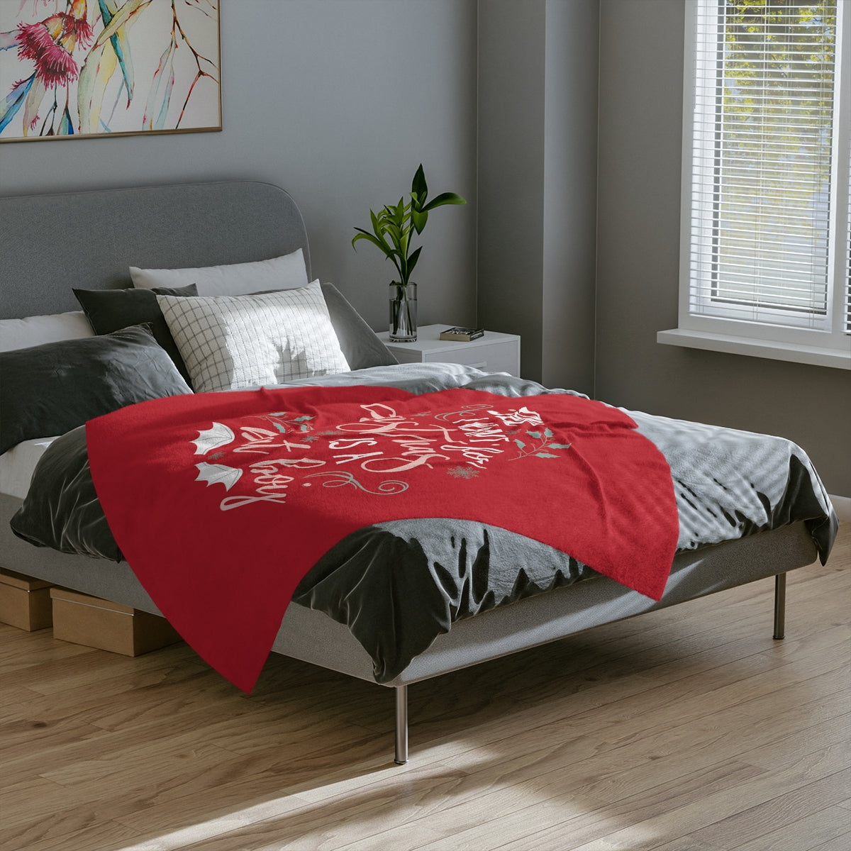Christmas Bat Boys Velveteen Minky Blanket
