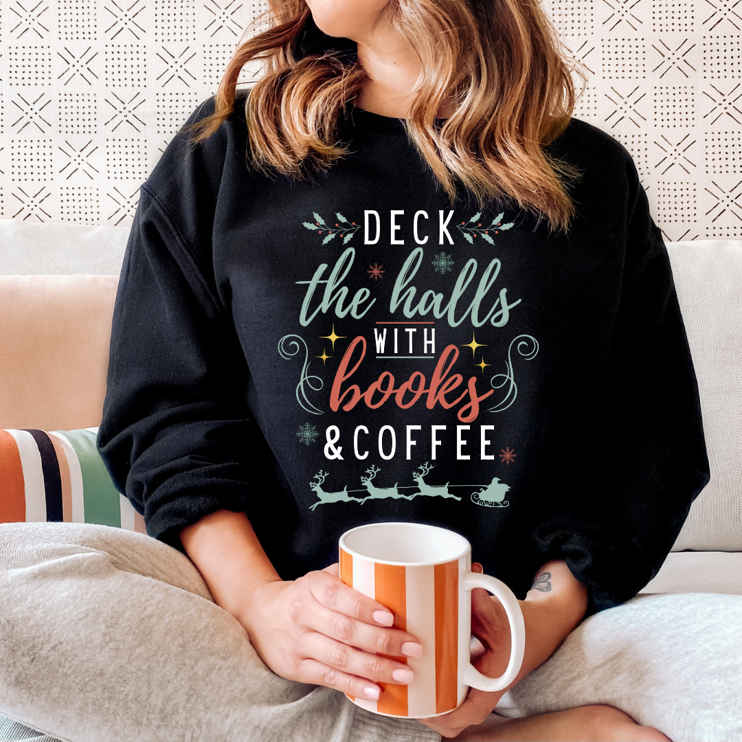 Deck with Books & Coffee Crewneck Sweatshirt