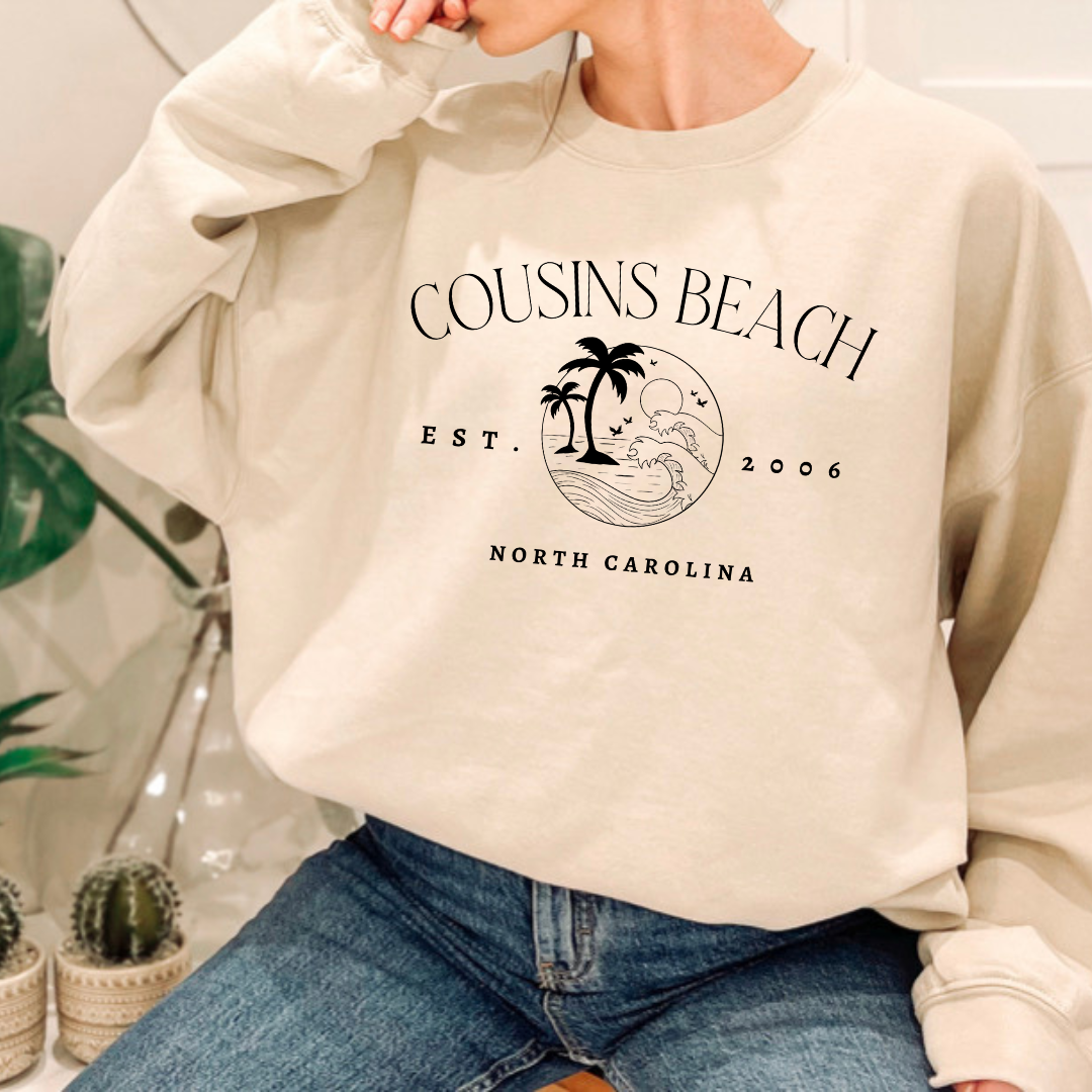 Cousins Beach, NC, Crewneck Sweatshirt