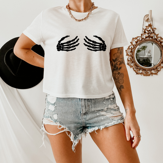 Skeleton Boob Cropped Tee