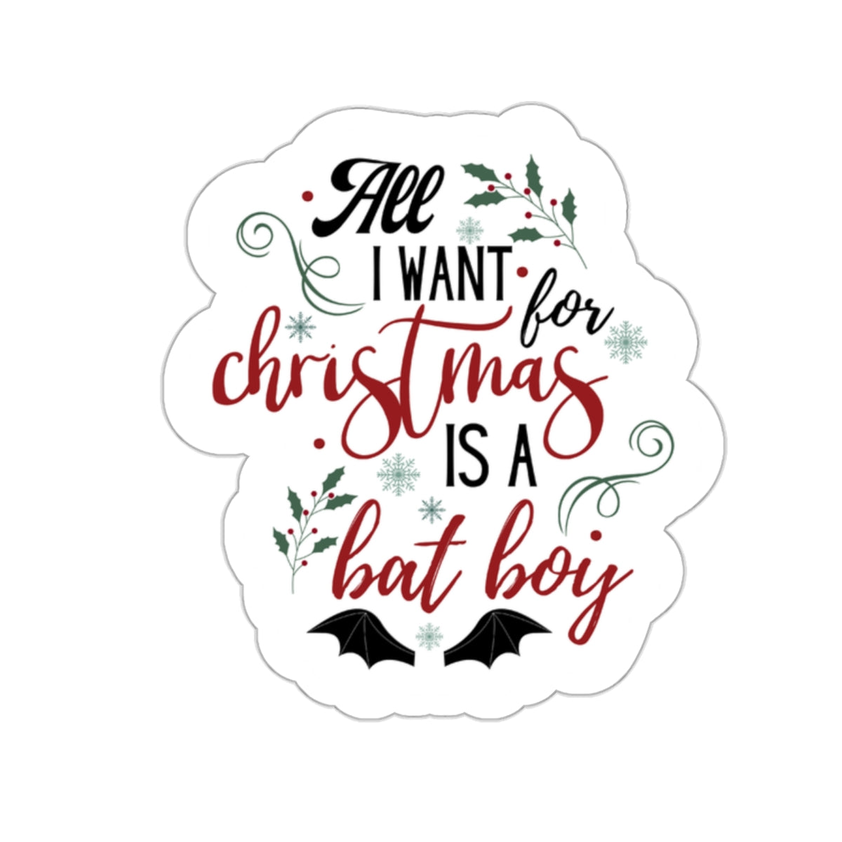 Bat Boy Christmas Kiss-Cut Stickers