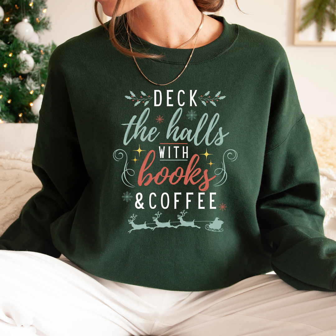 Deck with Books & Coffee Crewneck Sweatshirt