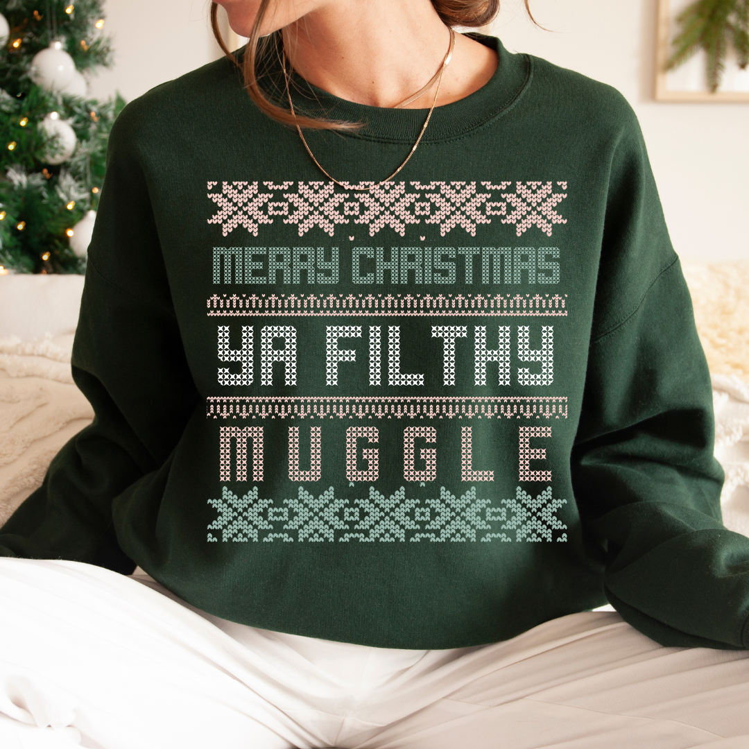 Wizard Merry Xmas Mugs Crewneck Sweatshirt
