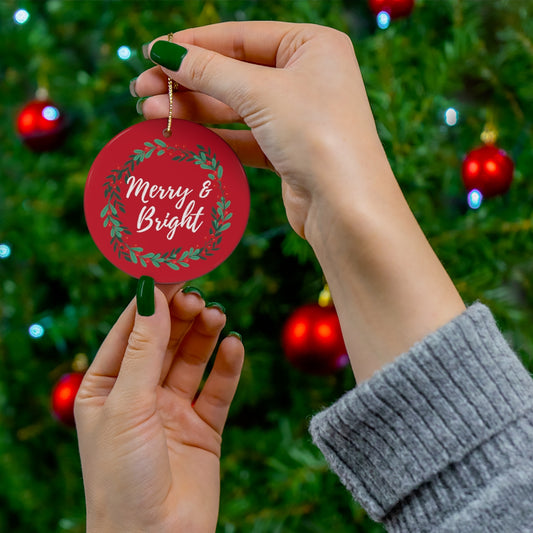 Merry & Bright Ceramic Ornament