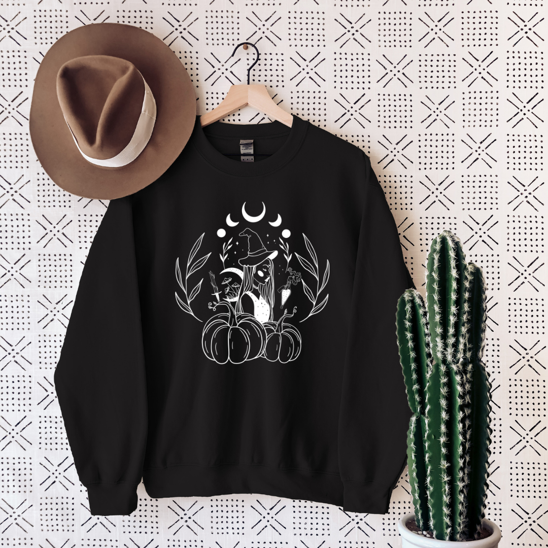 Witch & her Pumpkins Crewneck Sweatshirt