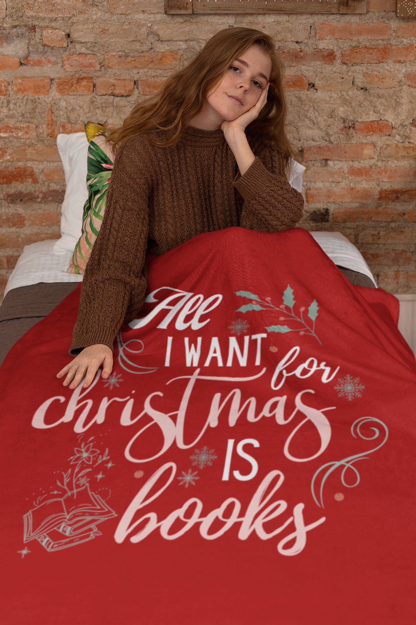 Christmas Bookish Velveteen Minky Blanket