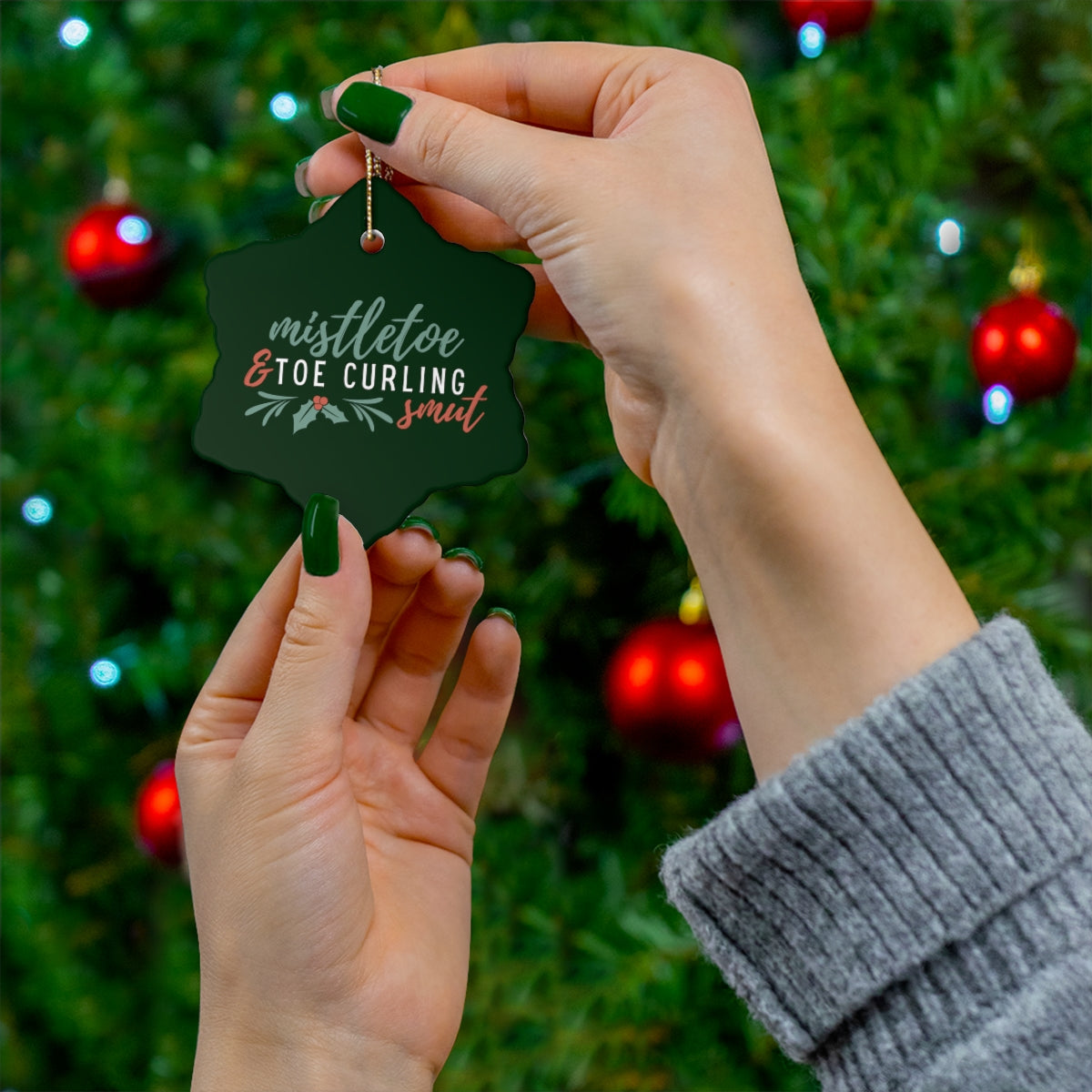 Smutty Christmas Ceramic Ornament