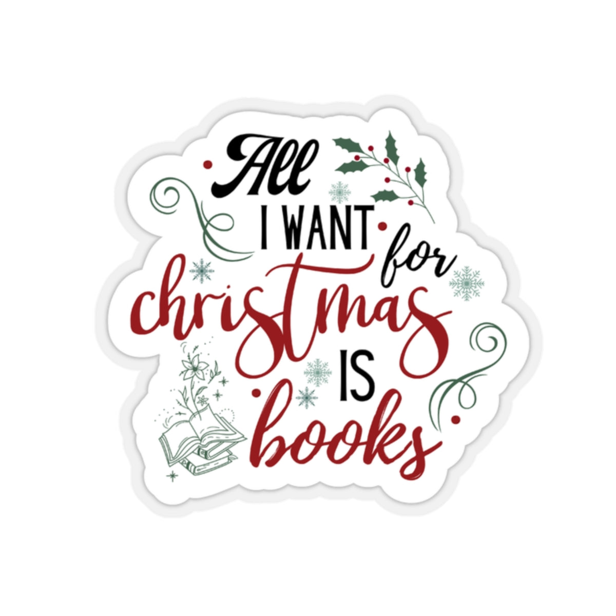 Bookish ChristmasKiss-Cut Stickers