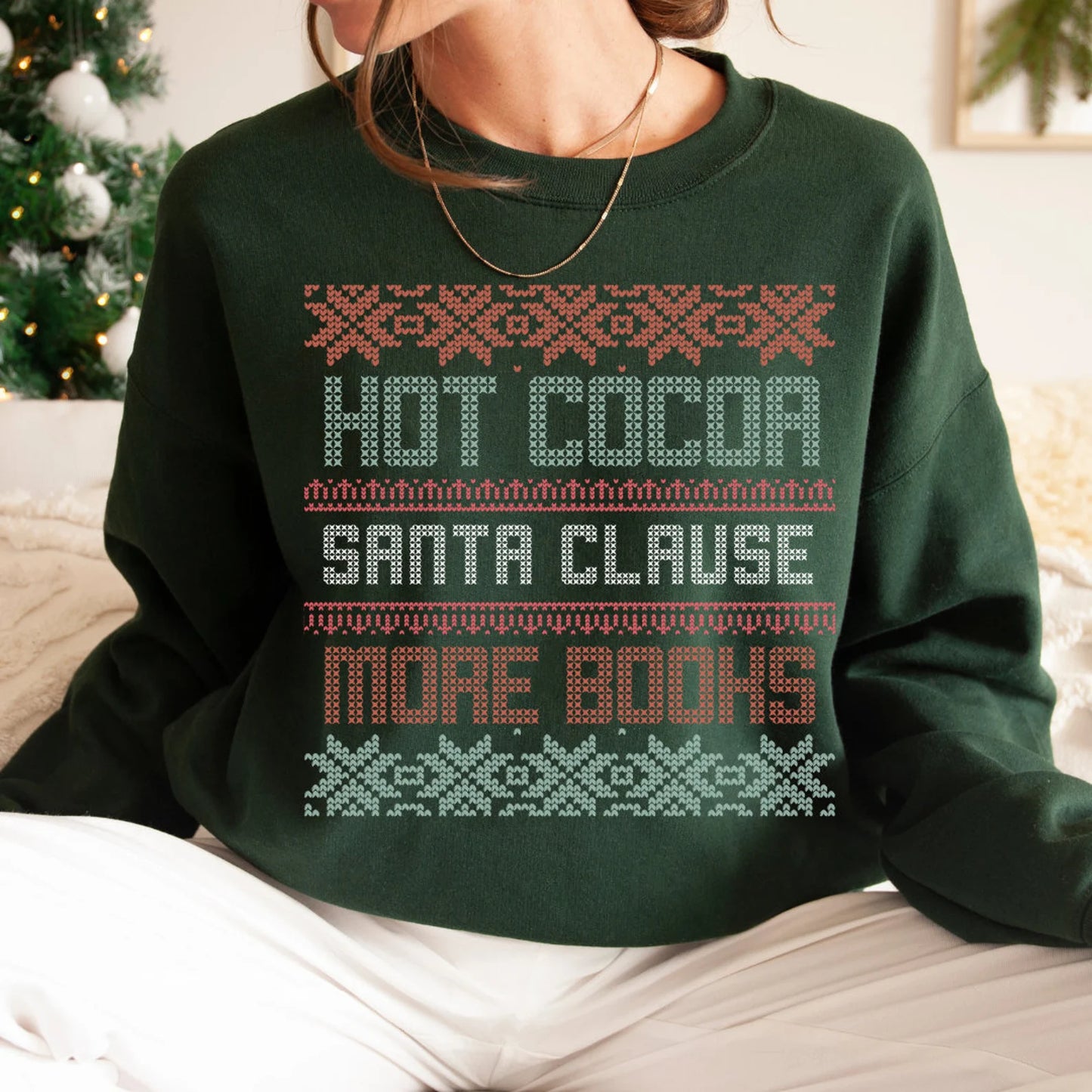Bookish Ugly Christmas Sweater Crewneck Sweatshirt